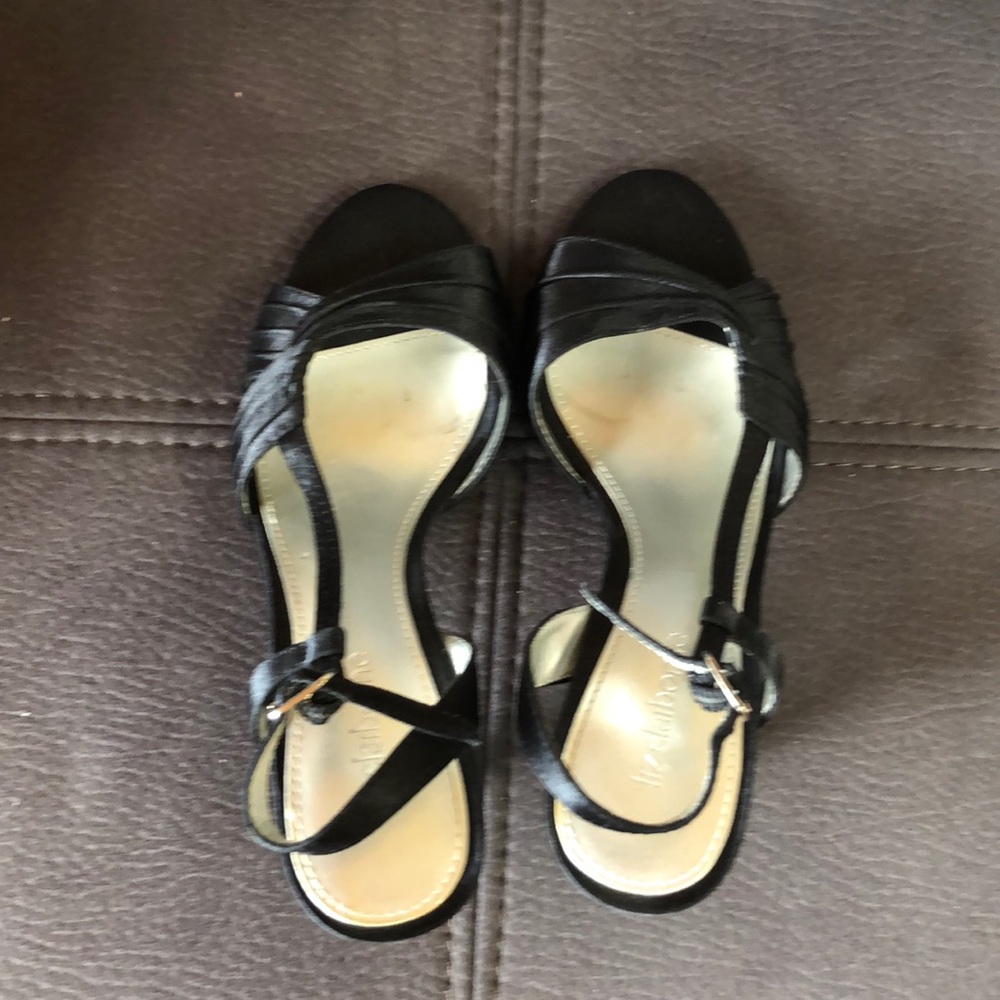 LIZ CLAIBORNE BlackSatinFabric Slingback Sandals Size 6 - Picture 4 of 7
